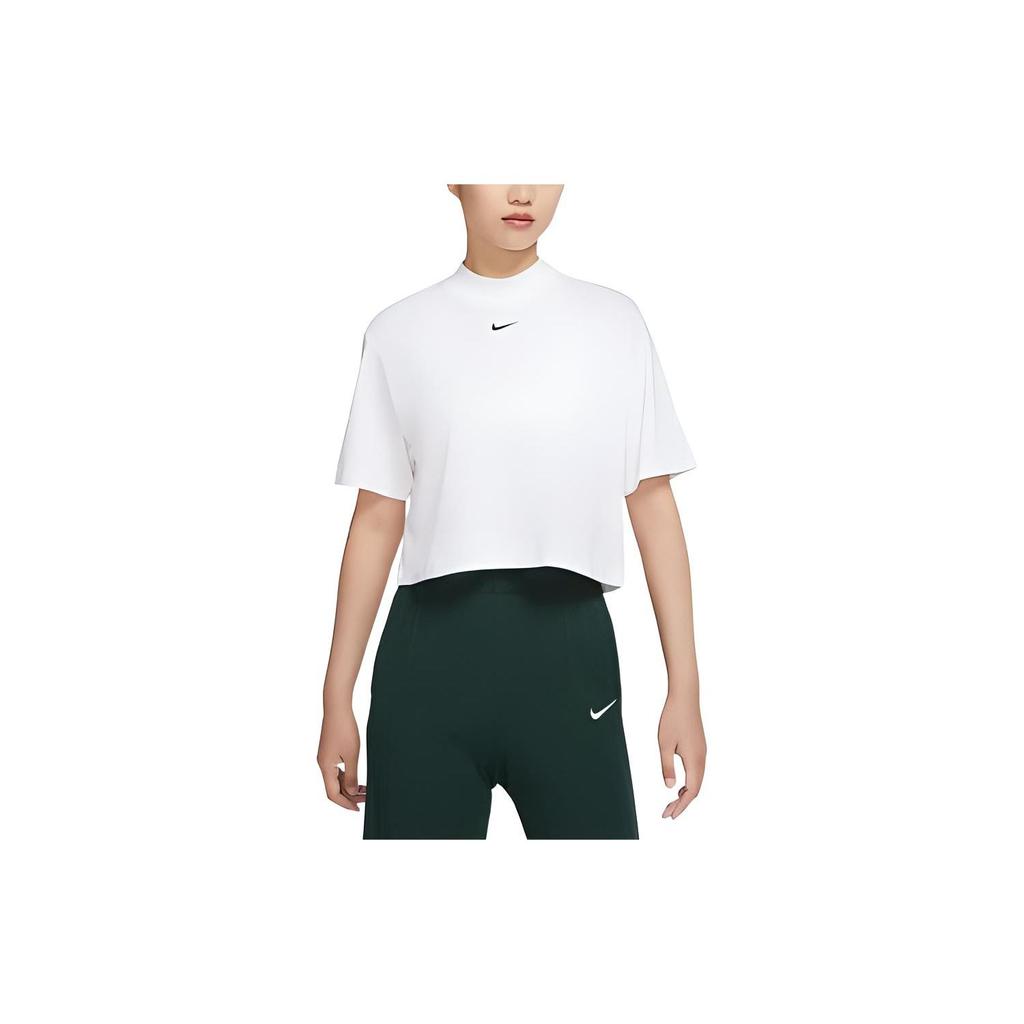 Nike Sportswear Essential Solid Logo Print Crew Neck Oversized Short Sleeve T-Shirt Women T-Shirts White DQ6197-100