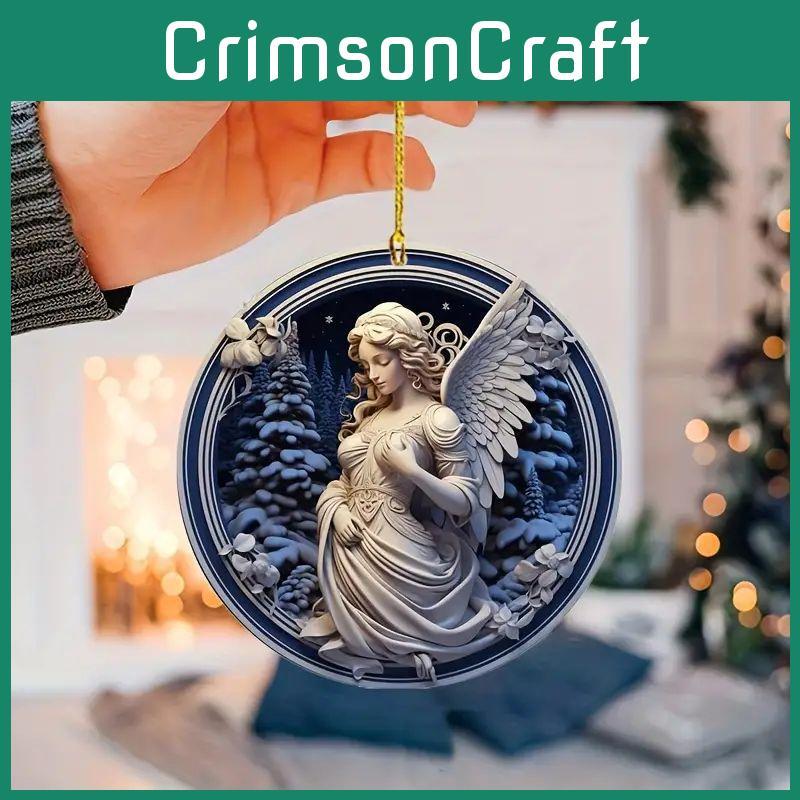 Elegant Acrylic Car Pendant Unique European Style Angel Sculpture For Auto Accessories