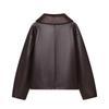 Womens Faux Leather Reversible Jacket Double-sided Thick Winter Coat Regular Fit XS S M L