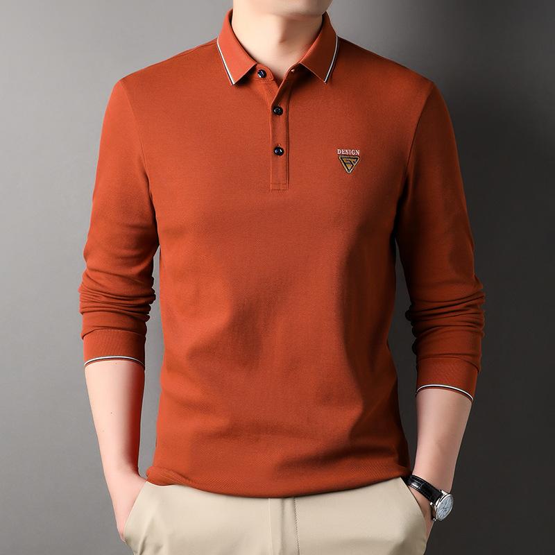 Primăvară și Toamnă Nou Casual Bărbați Tineri și de Vârstă Mijlocie Largi Topuri Culoare Solidă Polo pentru Bărbați