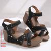 Fashion New Fashion Women's Wedge Heel Sandals Summer Thick Sole Non Slip Beach Shoes Woman Rivet Decor Chunky Platform Sandalias Mujer