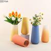 Colorful Gradient Ceramic Vase Cylinder Flower Pots Desk Decoration Flower Arrangement Modern Floral Vases Room Aesthetic Decor