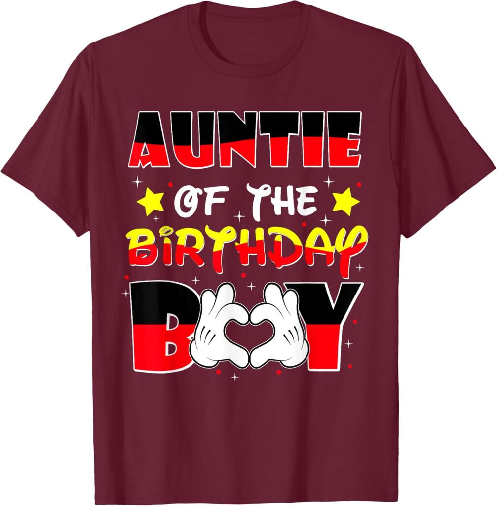 Auntie of The Birthday Boy Shirt Matching Nephew Family Bday Fashion Casual T-Shirt S-4XL Four Seasons