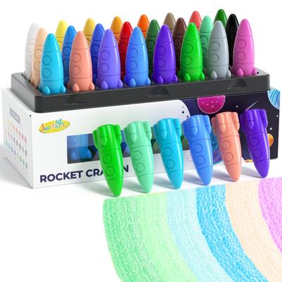 JUPITEARTH Rocket 24 Easy To Will Not Stain Your Hard To Can Be Removed with Coloring Drawing Elementary School Colored Pencils Crayons, Shape,