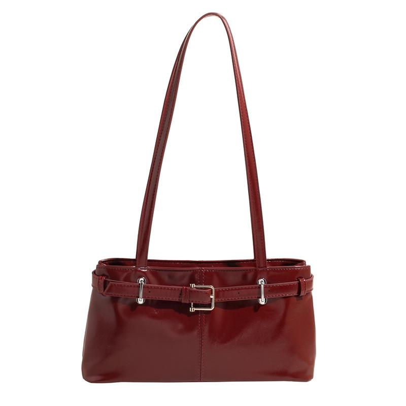 

autumn and winter new oil wax leather pu women s shoulder crossbody style fashionable, simple and versatile highend bag червоний