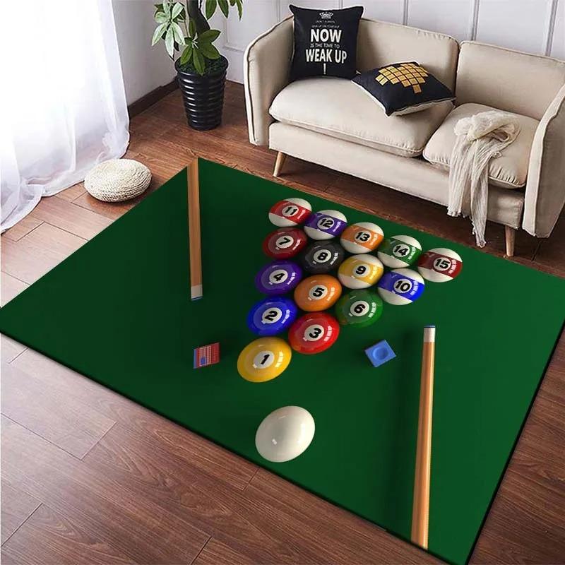 Billiards Creative Carpet Game Room Living Room Leisure Area Soft Floor Mat Large Size Home Decor Rug Gift for Billiards Fans