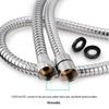 Adjustable Universal Shower Hose, 1.5-2m, Stainless Steel, Copper Cap, Double Buckle Flexible Tube for Hot/Cold Water