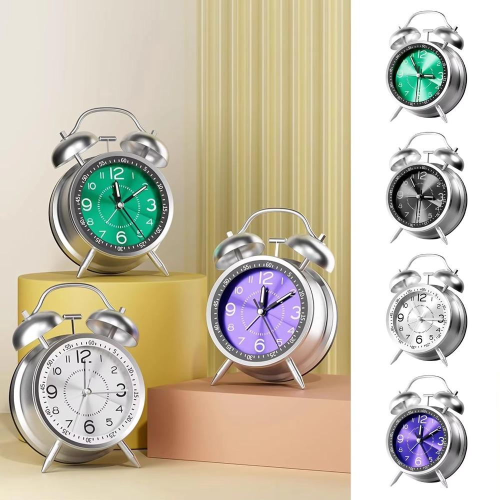 Metal Frame Bedroom Alarm Clock with Night Light Loud Alarm Clock Twin Bell Alarm Clock Desktop