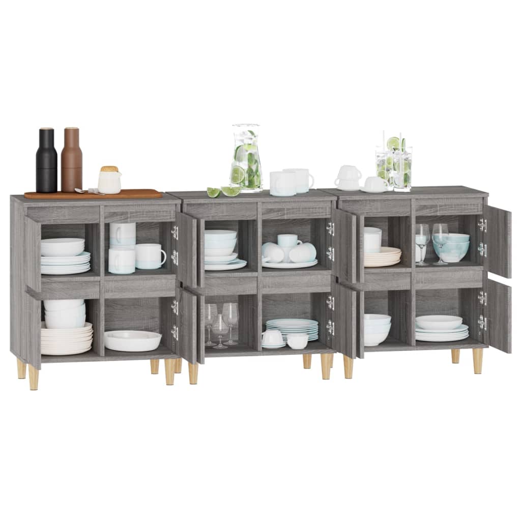 Sideboards 3 pcs Grey Sonoma 60x35x70 cm Engineered Wood