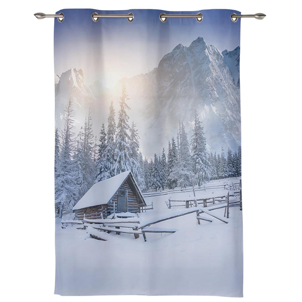 Winter Schneeberg Morgenlandschaft Hausvorhänge für Schlafzimmer Wohnzimmer Vorhänge Küche Kinder Fenstergardine Heimdeko