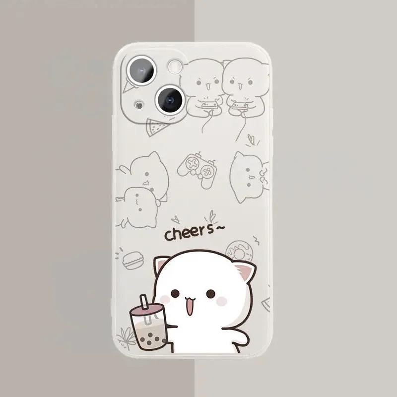 

Милый мультяшный узор с парой медведей для чехла телефона iPhone 17 16 15 14 13 12 11 16E Серии Pro Max Plus iphone 11 ProMax
