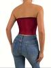European & American Women's Summer 2024 Slim Fit Strapless Vest: Solid Color, Side Drawstring, Irregular Slit Design