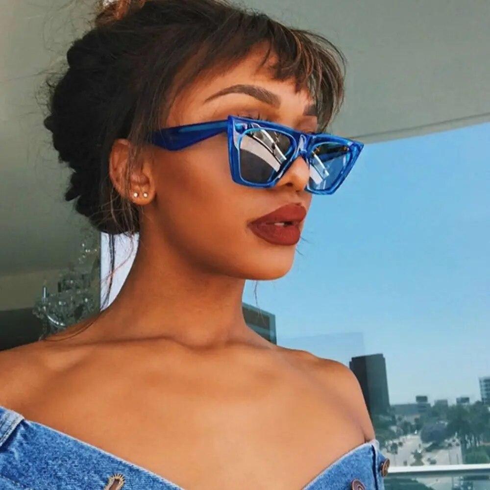 Quadratische Sonnenbrille für Damen Mode Trendiger Stil Sonnenbrille Vintage Shades Schutzbrille UV400-Schutz Sommer Streetwear Brille