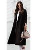 2026 V-neck Tie-Up Wool Coat: Autumn/Winter Long-Sleeved Women's Fashion