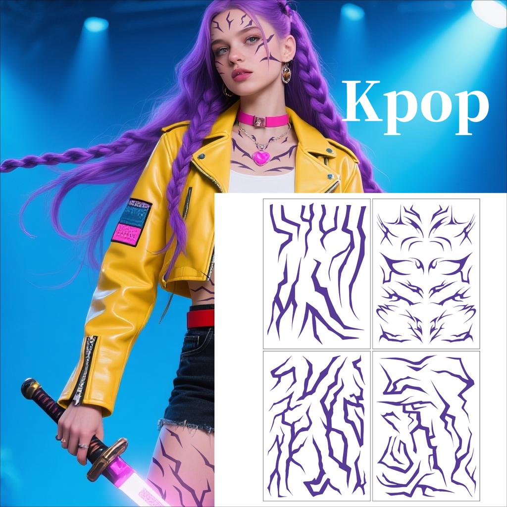 2025NEW 4PCS Huntrix Demo N Hunters K-Pop Devil Boys Jinu Rumi Tatoo Prop Tattoo Body Stripe Stickers Cosplay Halloween Party