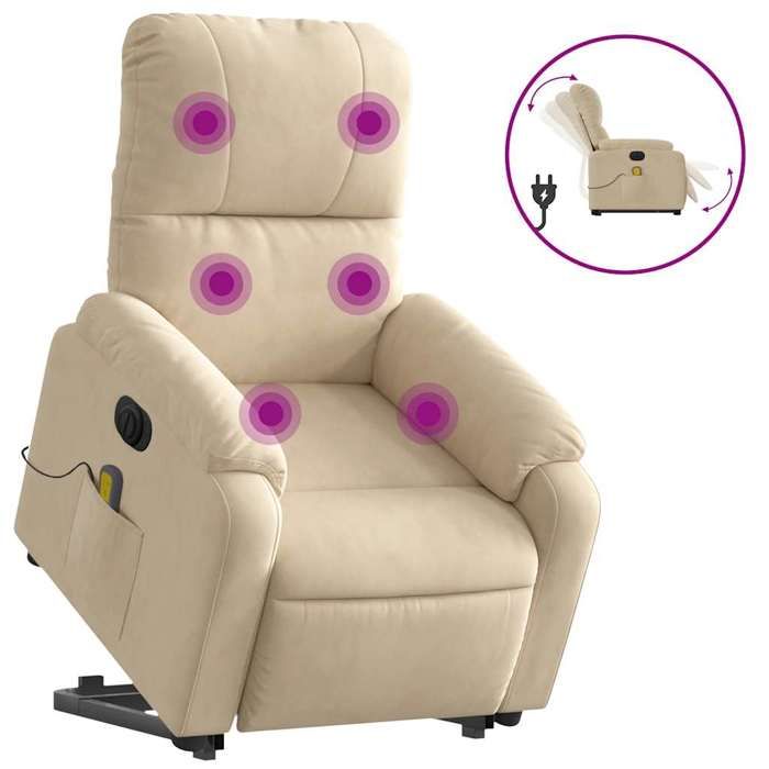 VidaXL Fauteuil inclinable de massage électrique crème 3204954