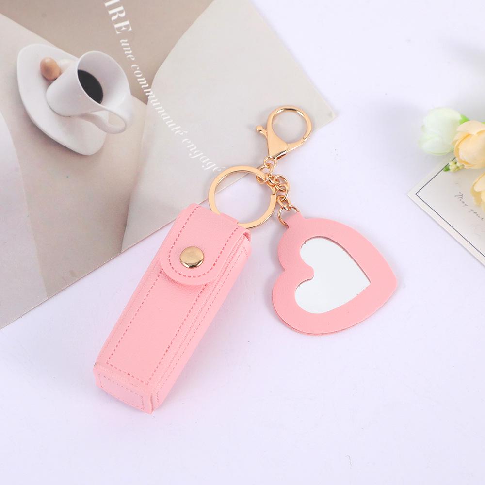 Elegant PU Leather Lipstick Holder Keychain & Backpack Charm
