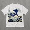 Maglietta Giapponese Ondata Retrò, T-shirt Grafica Surf Hokkaido, Maglietta Vintage Grande Onda