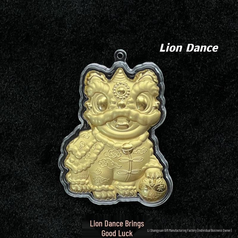 Подвеска-талисман «Счастливый Лев» из чистого золота Shuibei и брелок Gold-Plated