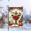 1pc 30x45cm Christmas Garden Flag Sacred Jesus Cross 3D Print New Year Christmas Yard Outside Decoration No Flag Pole 12X18 Inch