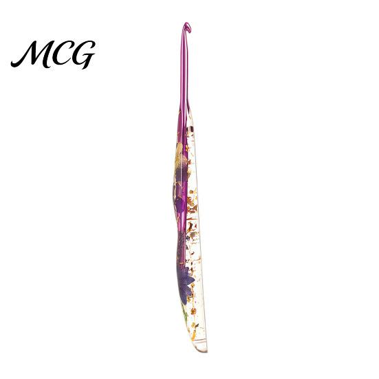 Artistic Crochet Hook Resin for Beginners, Crocheting Lovers, 2.0mm-8.0mm Ergonomic Gift Set with Long Floral Handle Blankets, Dolls, Shawls,
