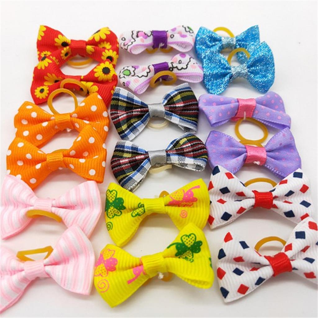 Pet Dog Cute Hair Bows Rubber Bands Pet Cat Grooming Puppy Topknot Colorful Hair Accessories