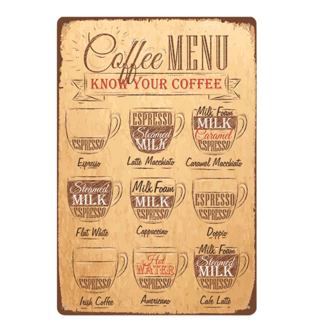 

VIEAURA Retro Coffee Design Sign for Wall Hanging Stylish Interior Accessories x White Board, Vintage-Style Bars, Cafes, Decor, (30cm 20cm), білий