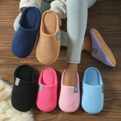 Cozy Plush Slip-On House Slippers for Women Soft Sole Warm Fuzzy Fabric Comfortable Indoor Footwear