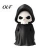Horror Theme Party Supplies 3D Printed Grim Reaper Figurine, Gothic Black Robe Skeleton Statue, Statue Mini Model Toy for Halloween Desktop Decoration