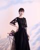 DEEPEYES Long Party Dress with Lace Plus for and Receptions Trim, Size, Weddings, Receptions, Concerts, (Size L, Black)