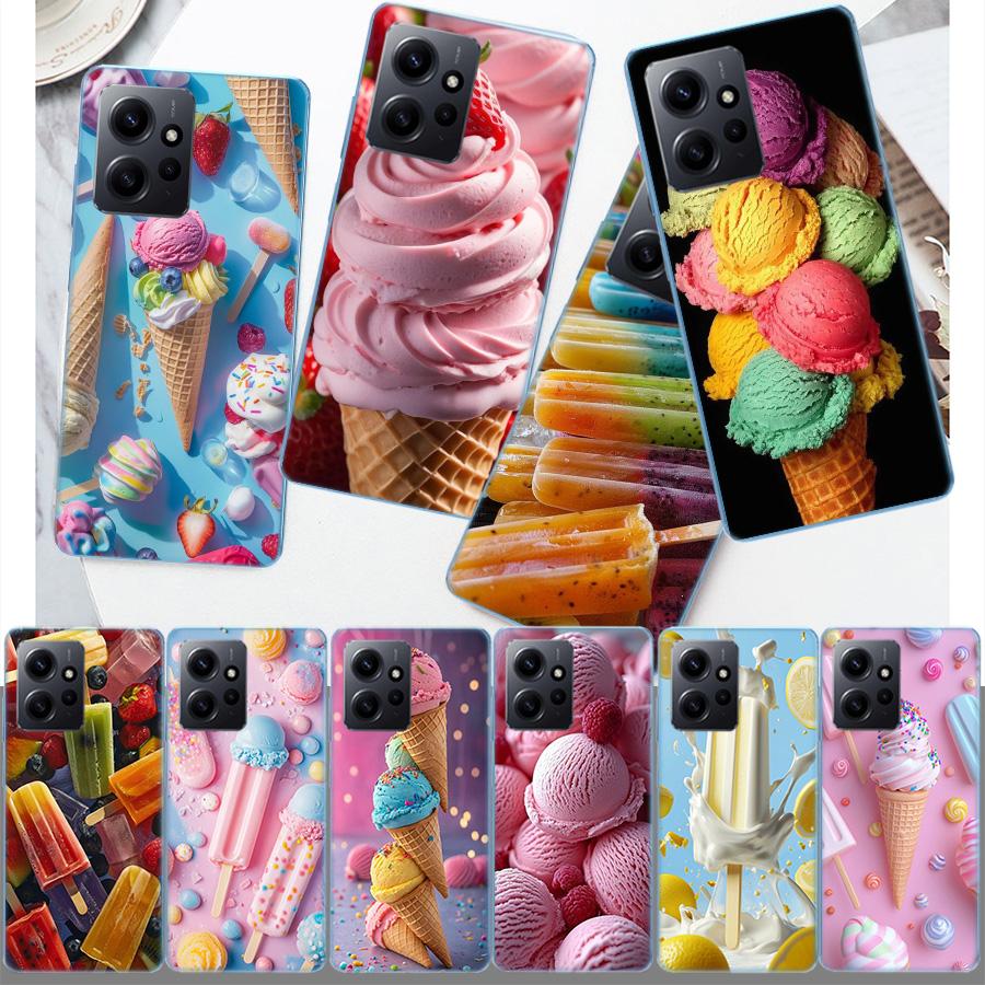Colorful Ice Cream and Popsicles Phone Case For Redmi 12 13C 12C 15C 9 10 10C Note 13 Pro Plus 14 15 Pro 9T 9C 9A TPU Soft Cover