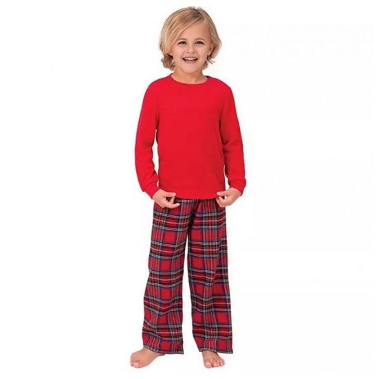 Christmas Family Matching Pajamas Set Long Sleeve Pullover Top Plaid Pants Pjs Sleepwear Set Soft Holiday Loungewear for Women Men Kids