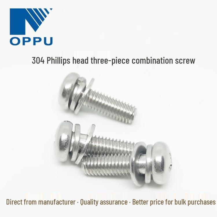 304 Stainless Steel Phillips Pan Head Screw with Spring Washer Combo