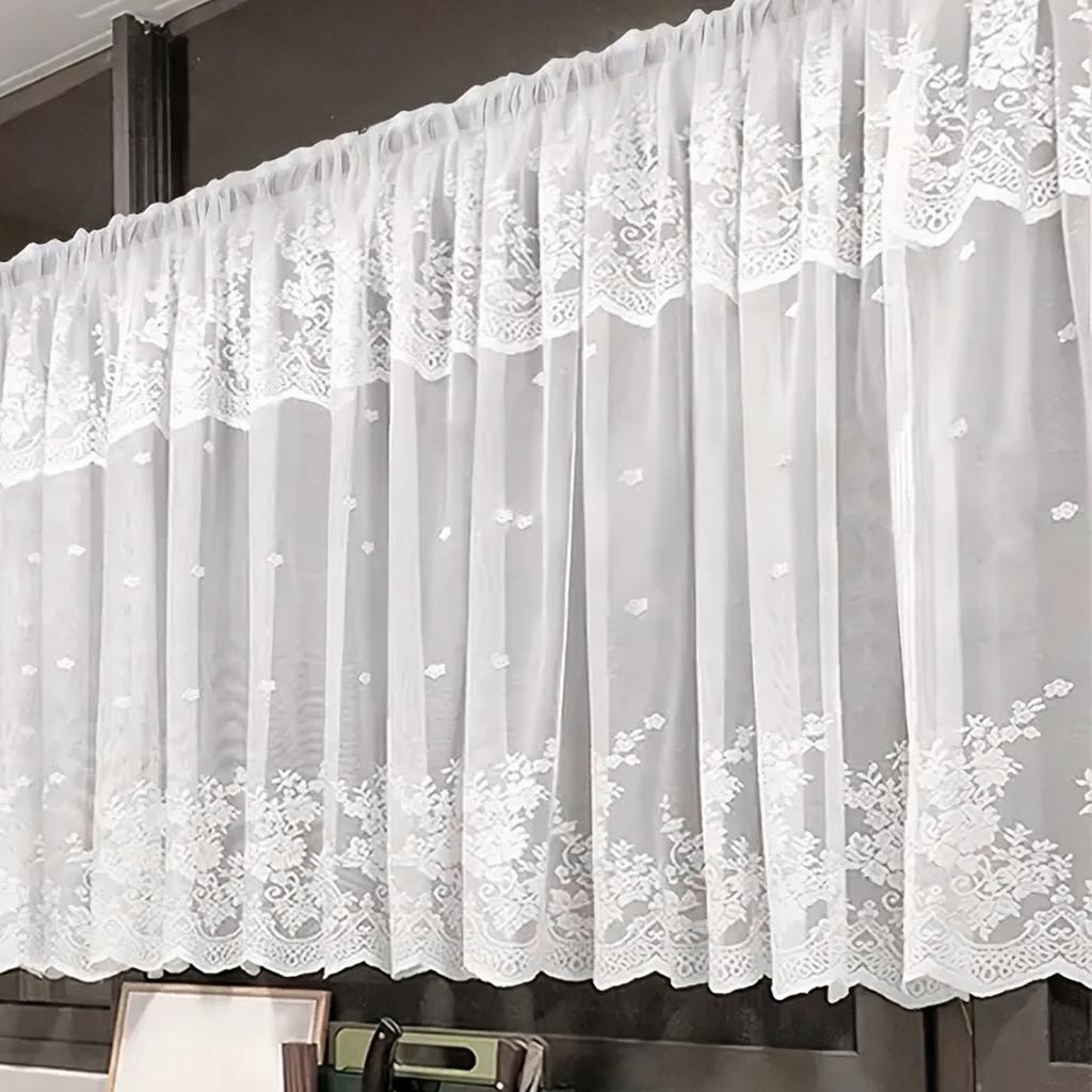 Double Row Lace Curtain Through Rod Lace Short Curtain Finished Curtain Bay Window Kitchen Partition Curtain Window Screen