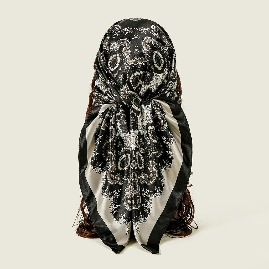 90*90cm Printed Square Scarf For Women Muslim Hijab Jacquard Scarf For Summer Lightweight Headsacarf Handkerchief Beach Shawls