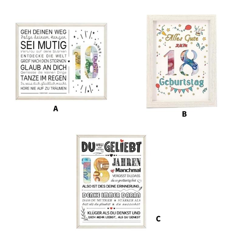 Support d'affichage photo élégant pour la célébration du 18e anniversaire Garçons Filles Cadre photo Boîte porte-argent Décoration de maison