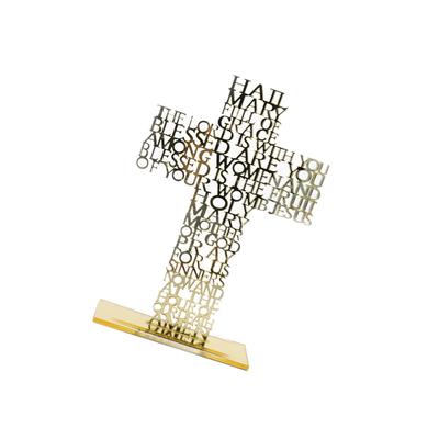 Standing Crucifix Jesus Scriptures Cross Prayer Figurines Shelf Home Decor 
