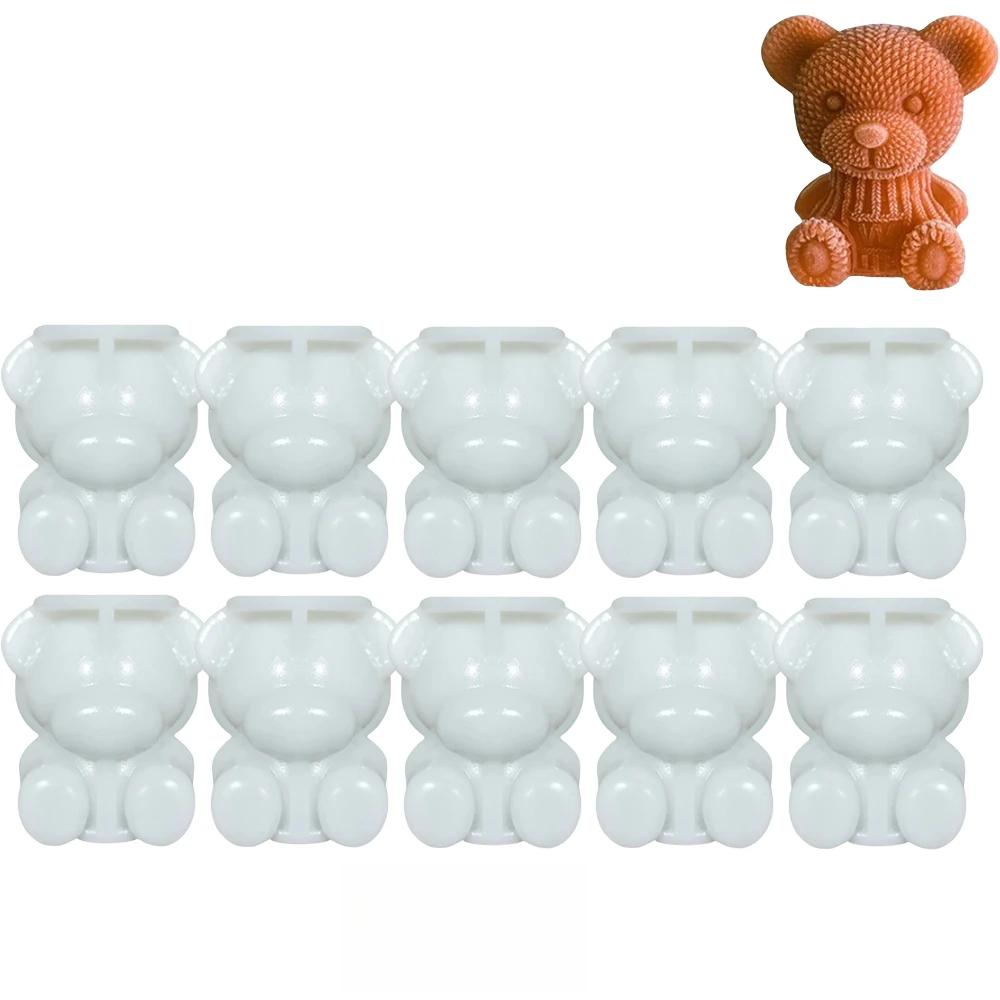 3D Teddy Bear Silicone Ice Cube Mold Soap Candle Mold Cake Baking Mold Handmade Cute Ice Cream for Beverage Coffee Milk Tea