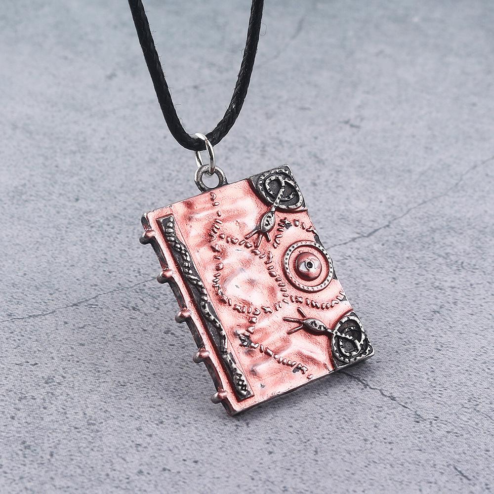 

Movie Hocus Pocus 3D Spell Book Necklace Witches Sanderson Sisters Magic Book Double Sided Pendant Choker for Women Kid Gifts