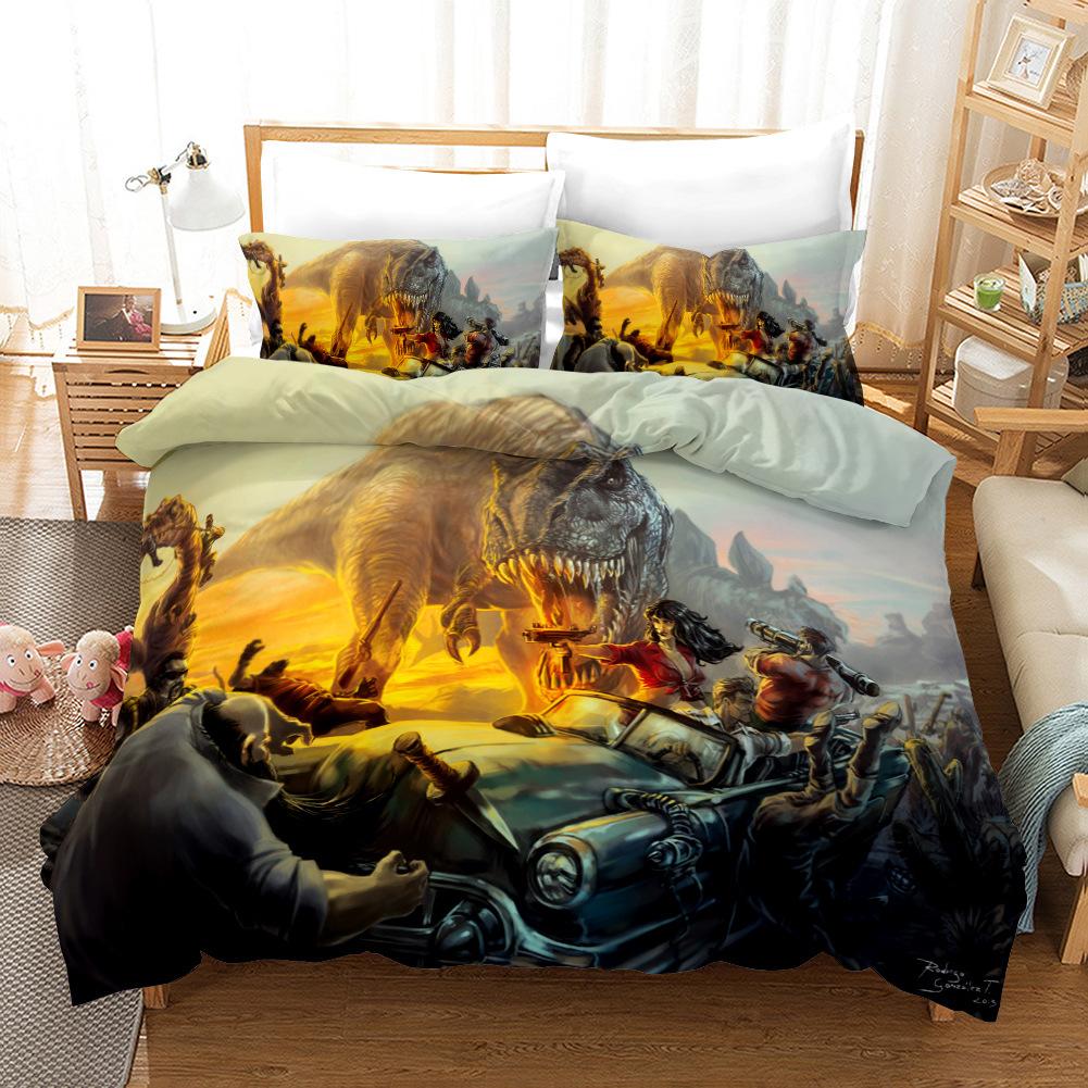 3D Dinosaur Duvet Cover Jurassic Bedding Set for Kids Boys Teen Queen/King/Full/Twin Microfiber Quilt Cover with 1/2 Pillowcase