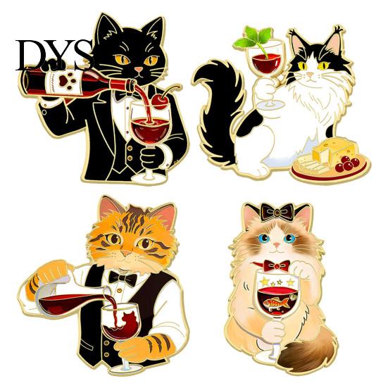 Kitten Lapel Pin Cartoon Red Wine Cat Brooch, Enamel Bag Decoration Pin, Jackets Backpacks Clothes Decorative Accessory for Women Men Animal Brooch