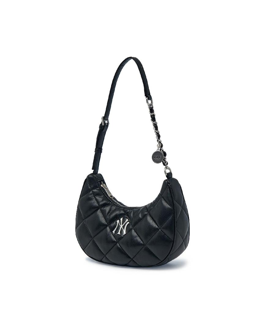 Mlb Basic Quilted Pu Hobo Bag Ny (Black)