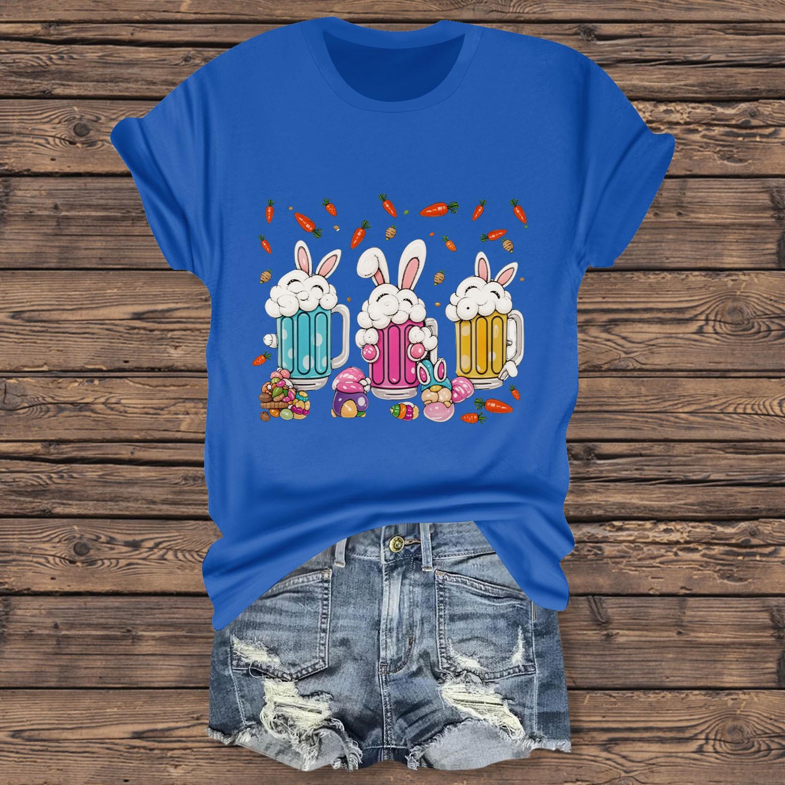 

Женская повседневная футболка с принтом «Пасха», круглый вырез, пуловер, короткий рукав XXL фиолетовый