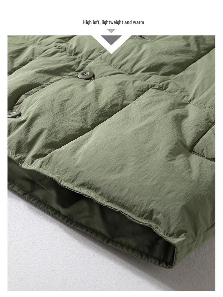 Herren Japanischer Retro V-Ausschnitt Flauschige gesteppte Weste - Warm & Ärmellos für Herbst/Winter Outdoor