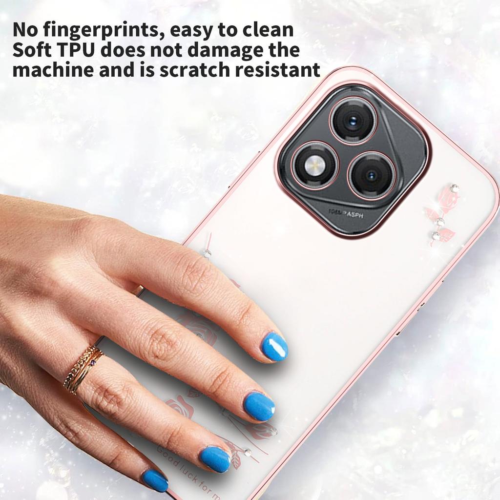 KADEM Für Honor 400 Lite 5G Hülle Blume Strass Dekor Galvanisiertes TPU Handyhülle