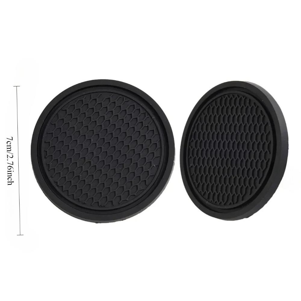 2-Piece Universal Anti-Slip Car Coaster Set - Round Storage Slot Organizer for Cup Holders