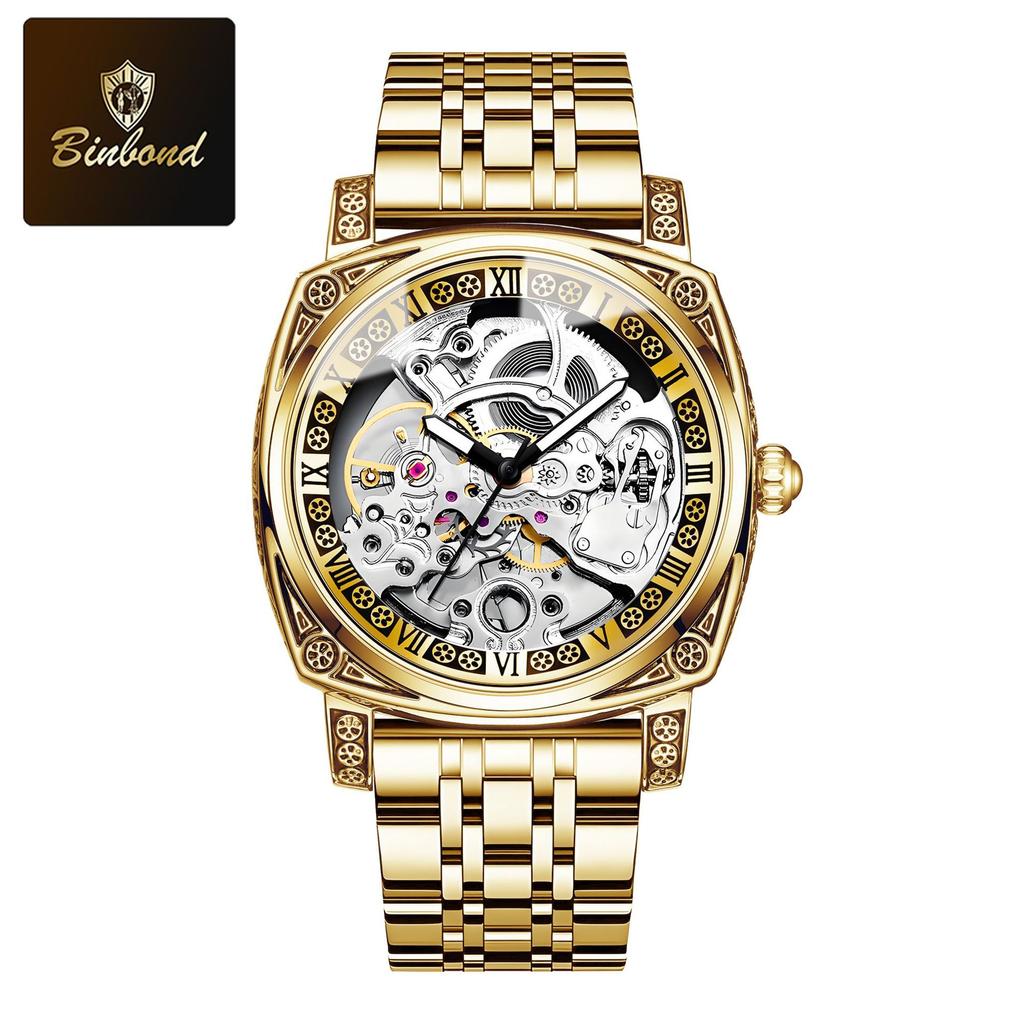 New Spot Men's Mechanical Watch Luminous Waterproof Multi-functional Engraved Mechanical Watch Supply