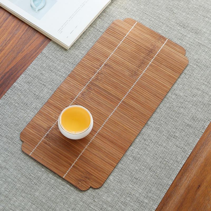 Chinese Zen Style Bamboo Tea Banquet Linen Insulation Pad Set - Teacup Mat, Pen Wash & Kung Fu Tea Accessories for Dry Brewing