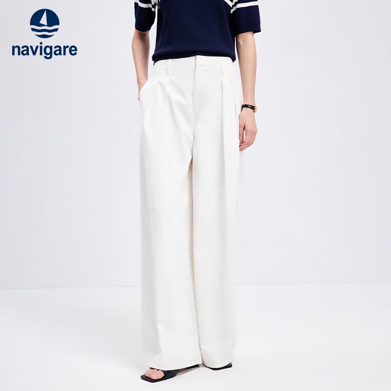 Navigare Women's Old Money Style Wide-Leg Commuter Pants