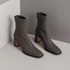 2025 Осінньо-зимові ботильйони на товстому підборі з квадратним носком - Французька м'яка шкіра, Універсальні високі підбори для жінок